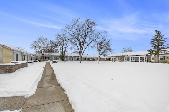 view of yard layered in snow