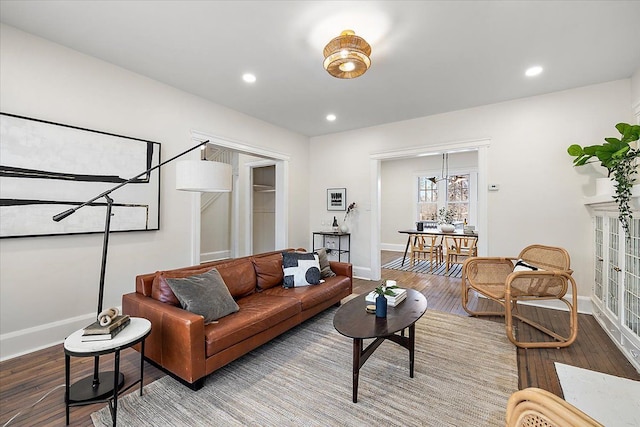 living room featuring wood-type flooring