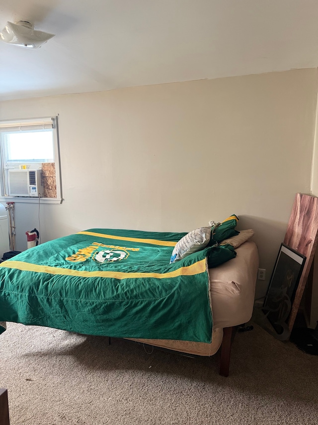 carpeted bedroom featuring cooling unit