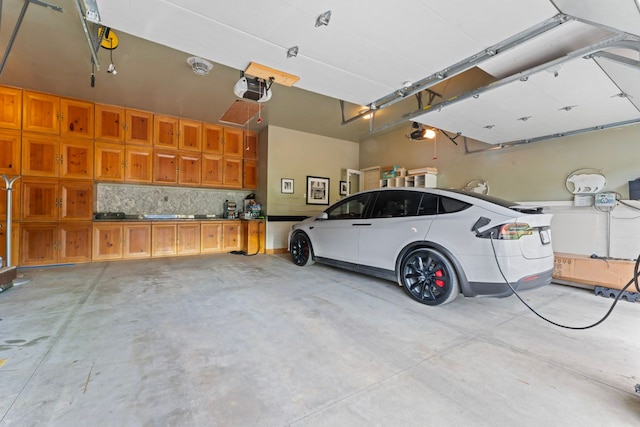 garage with a garage door opener