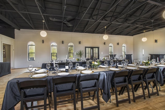 dining area featuring wood-type flooring