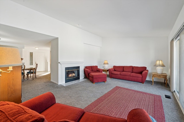 living room with carpet floors