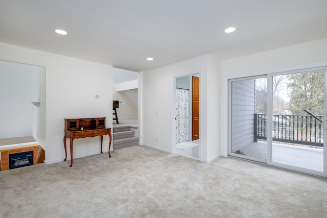 interior space featuring a fireplace