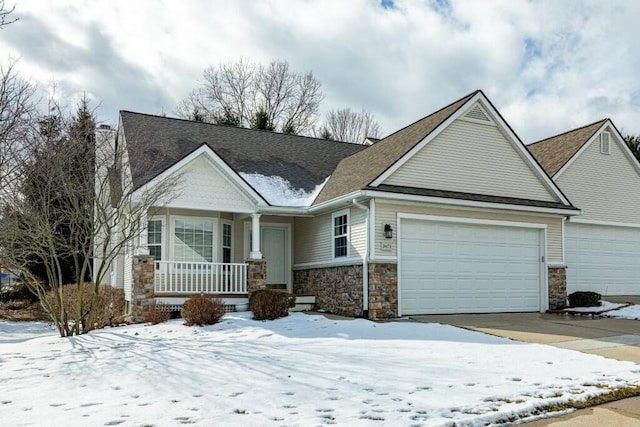 craftsman inspired home featuring a garage