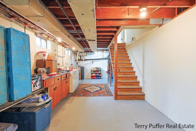 basement with independent washer and dryer