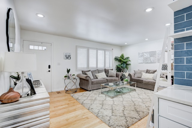 living room with light wood-type flooring