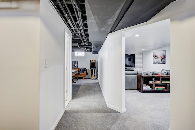 corridor with carpet floors