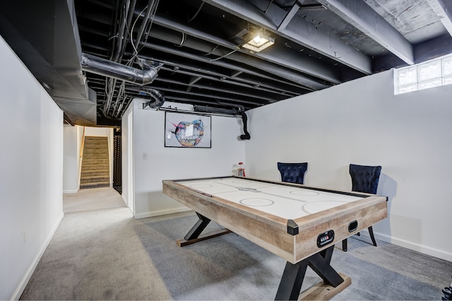 game room featuring carpet floors