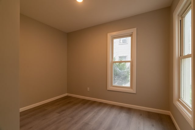 unfurnished room featuring light wood-type flooring