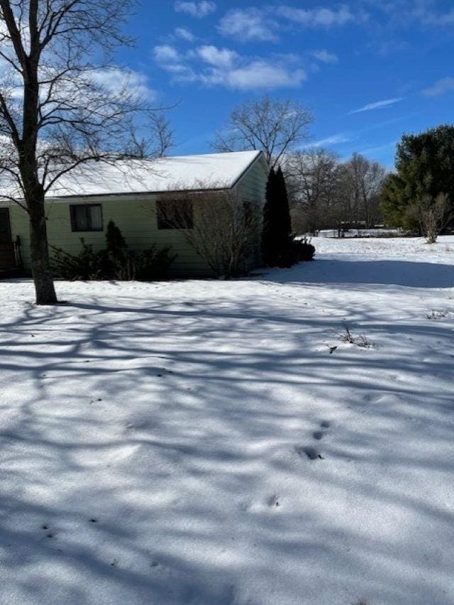 view of snow covered exterior