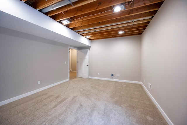 basement featuring carpet