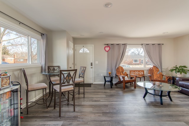 living area featuring dark hardwood / wood-style flooring