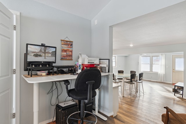 office area featuring light hardwood / wood-style floors