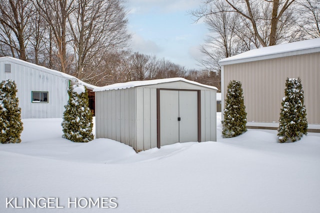 view of snow covered structure