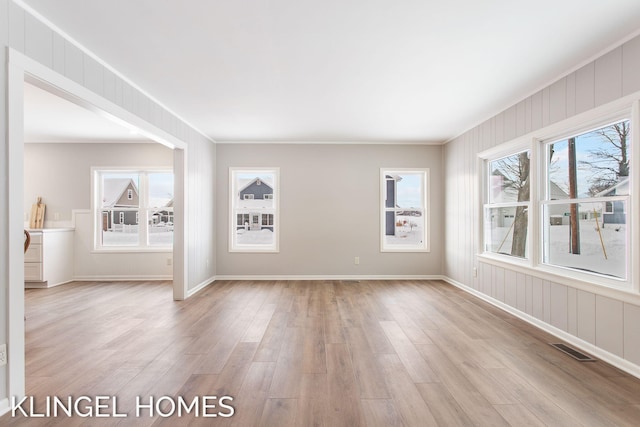 empty room featuring a wealth of natural light and light wood-type flooring