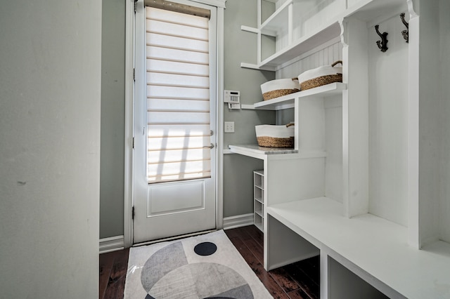 mudroom featuring dark hardwood / wood-style flooring