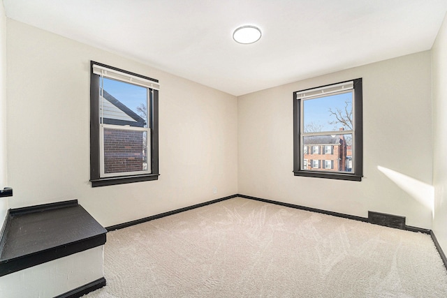 unfurnished room featuring carpet floors and a healthy amount of sunlight