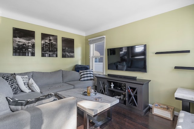 living room featuring dark hardwood / wood-style floors