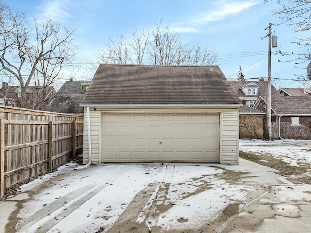 view of snow covered garage