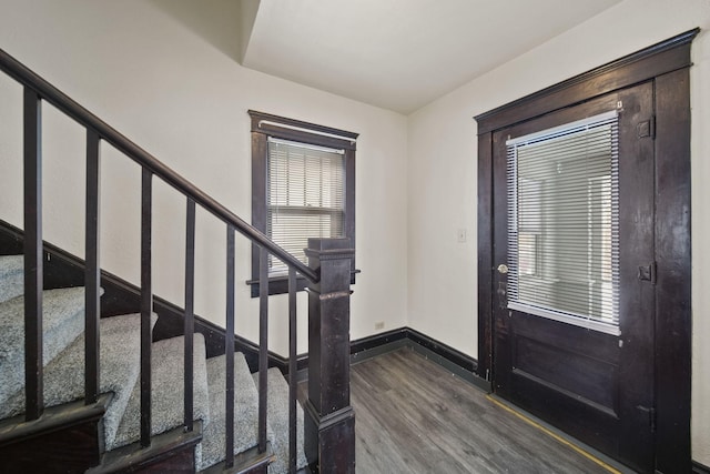 entrance foyer featuring dark hardwood / wood-style flooring