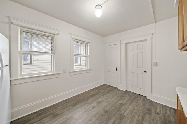 unfurnished room featuring dark wood-type flooring