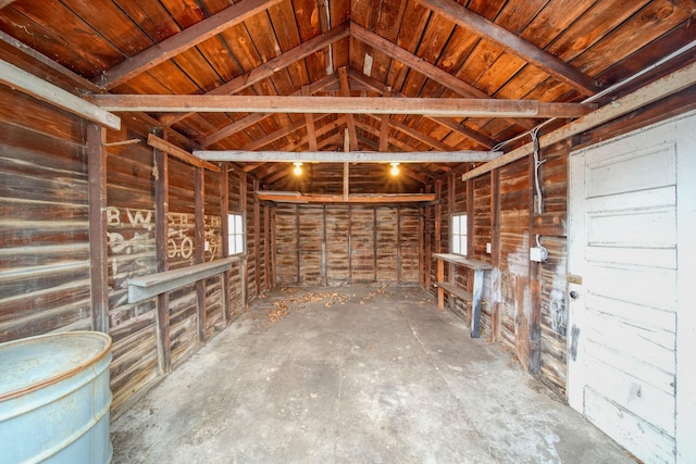 miscellaneous room featuring vaulted ceiling