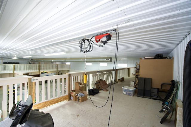 garage with a garage door opener