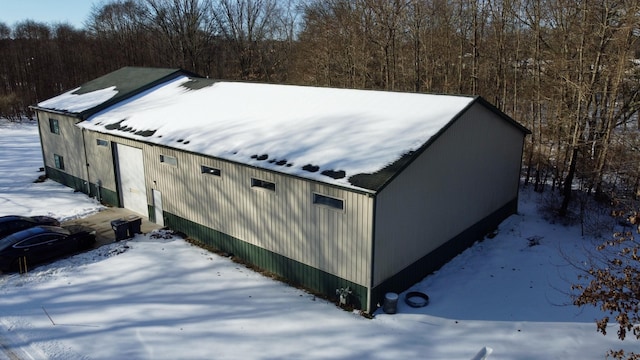 view of snow covered exterior