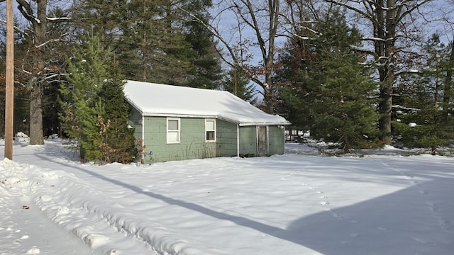 view of snow covered exterior