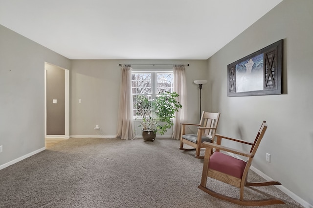 living area with carpet floors