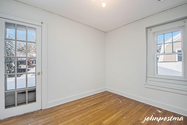 spare room featuring hardwood / wood-style flooring and plenty of natural light