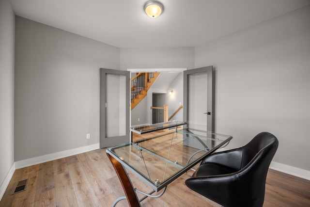 office featuring hardwood / wood-style floors