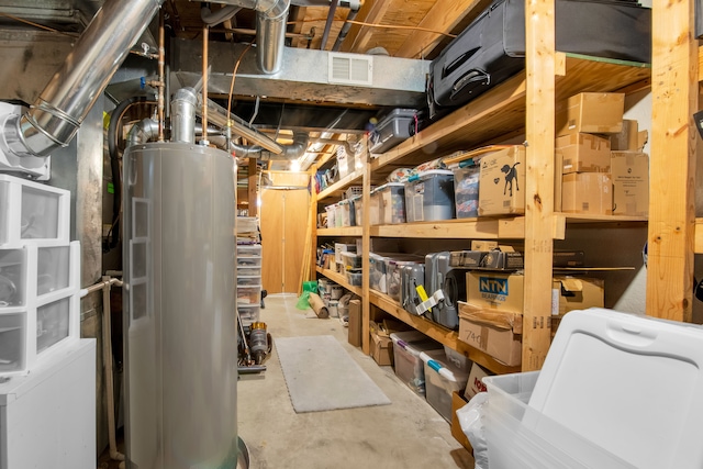 storage room with water heater