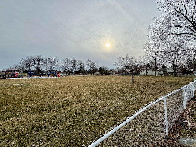 view of yard with a playground