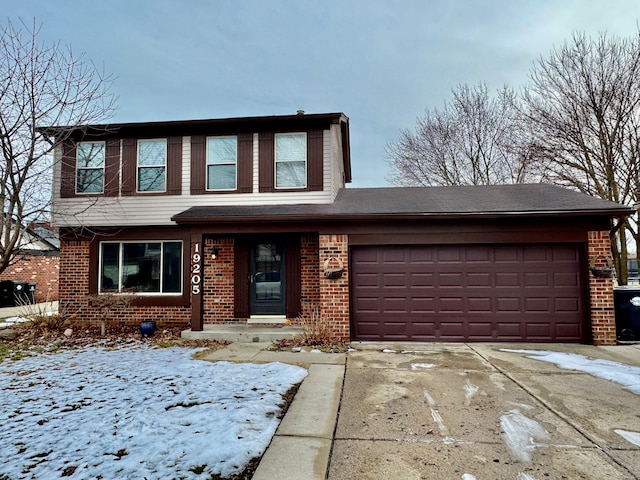 view of front property with a garage