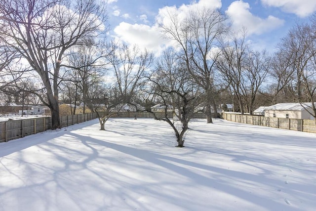 view of yard covered in snow