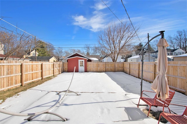 view of patio / terrace featuring a shed