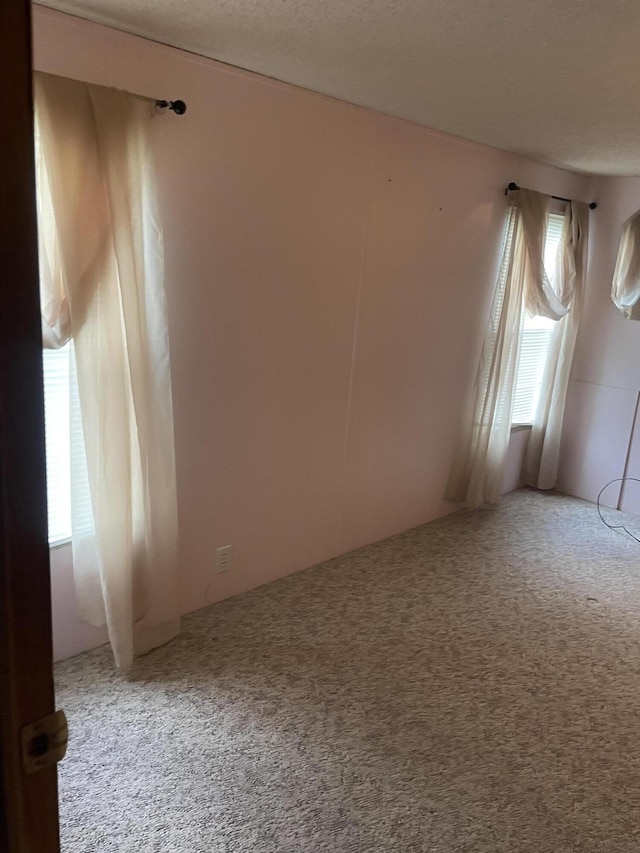 unfurnished room with carpet floors and a textured ceiling