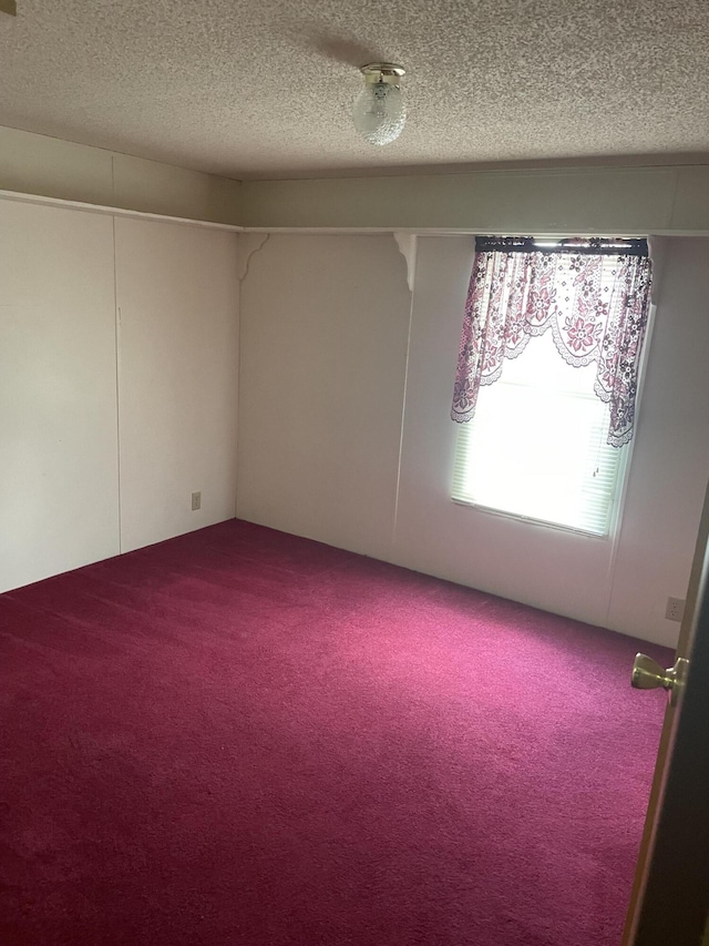 carpeted spare room with a textured ceiling