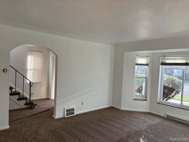 carpeted spare room featuring plenty of natural light