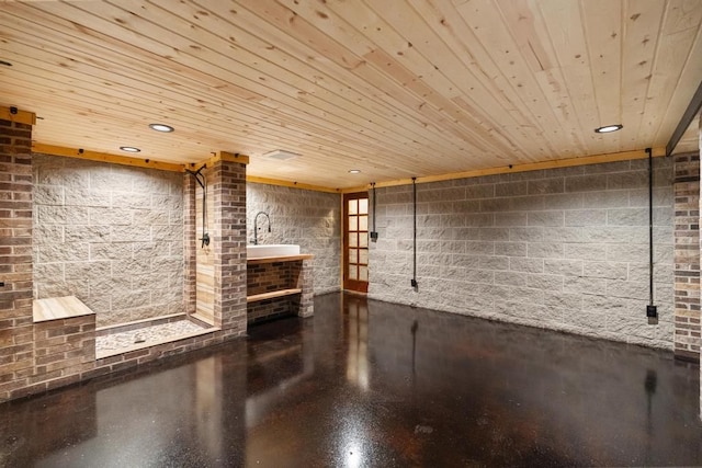 interior space featuring wood ceiling