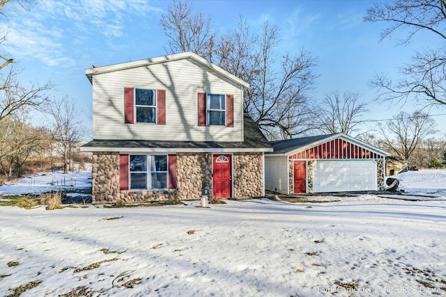 view of front of property with a garage