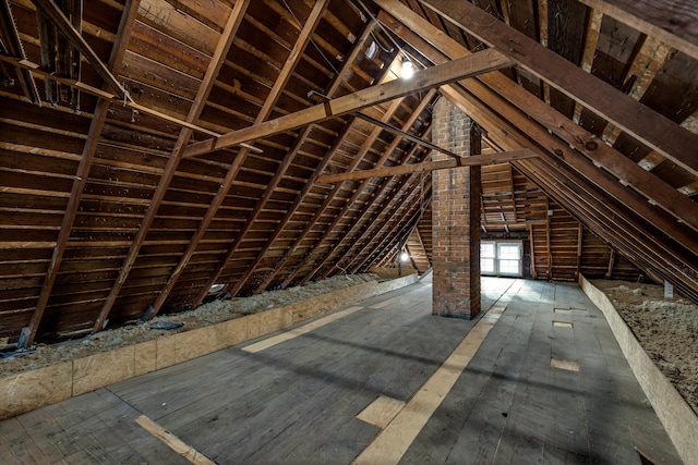 view of unfinished attic