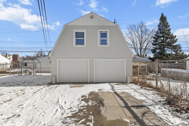 view of snow covered property