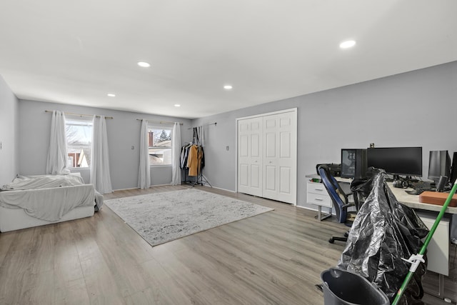 bedroom featuring light hardwood / wood-style flooring