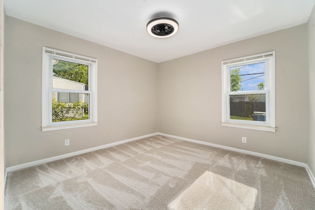 unfurnished room featuring light colored carpet and a wealth of natural light