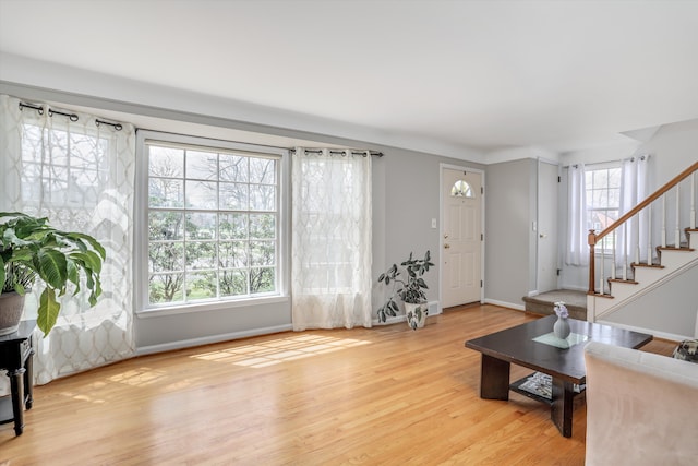 living room featuring light hardwood / wood-style floors