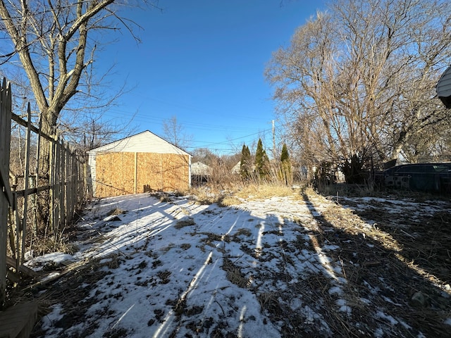 view of yard covered in snow