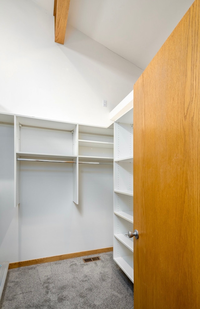 walk in closet featuring carpet