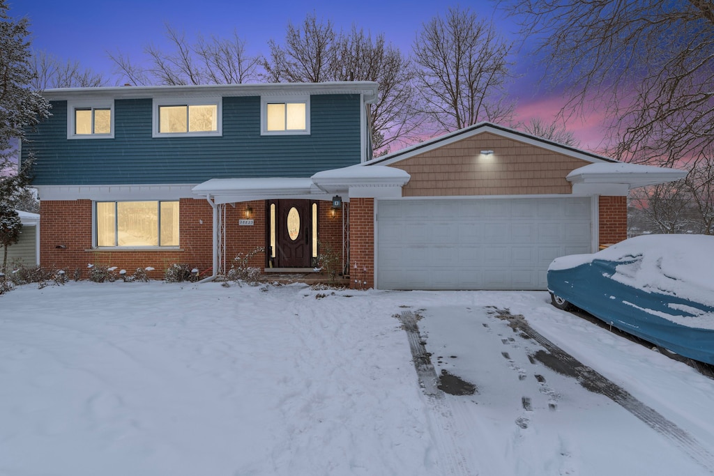 view of property with a garage